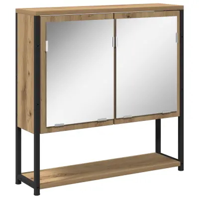 vidaXL Kopalniška omarica z ogledalom Obrtniški hrast 60x16x60 cm Inženirski les