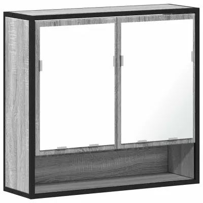 vidaXL Kopalniška omarica z ogledalom siva sonoma 65x20x60 cm inž. les