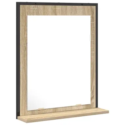 vidaXL Ogledalo za kopalnico s polico Sonoma hrast 50x12x60 cm iz inženirskega lesa