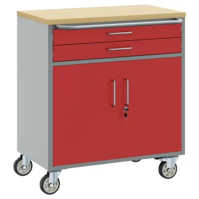 vidaXL orodna omara s kolesi in zaklepom 75x45x85 cm rdeča jeklo