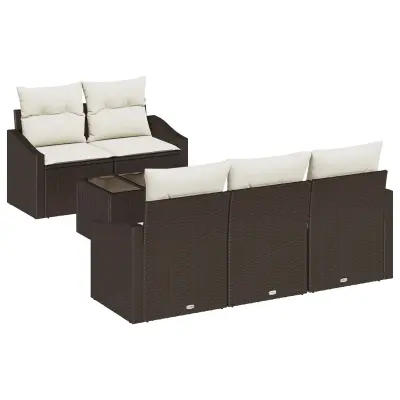 vidaXL 6-delni vrtni sofa set z blazinami Rjava Poli ratan