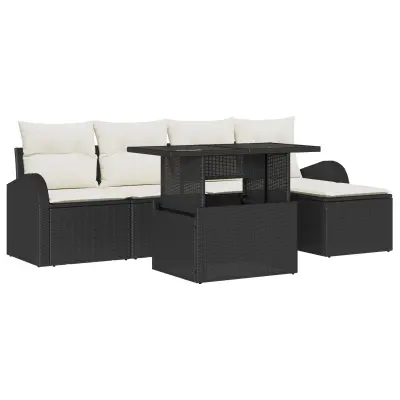 vidaXL 6-delni vrtni sofa set z blazinami - temno poliestriran