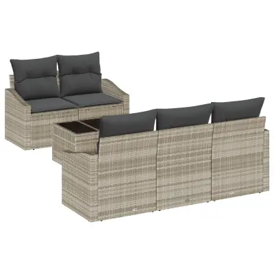 vidaXL Set 6 delne vrtne sedežne garniture z blazinami svetlo sivi poli ratan
