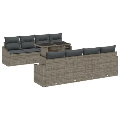 vidaXL 7-delni set vrtne sedežne garniture s kremnimi blazinami