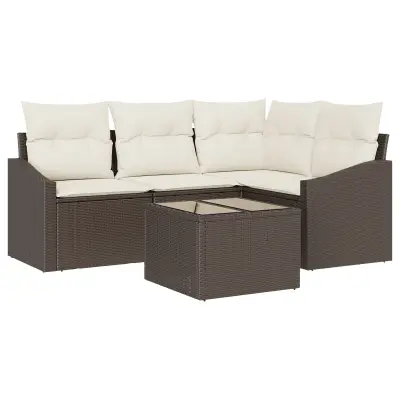vidaXL 4-delni vrtni kavč set z blazinami sivega poly ratana