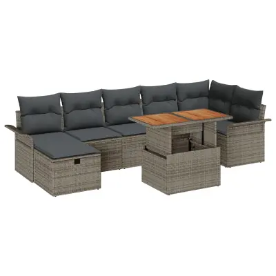 vidaXL 8 Delni Vrtna Sofa Komplet z Blazinami Siva Poli Ratan