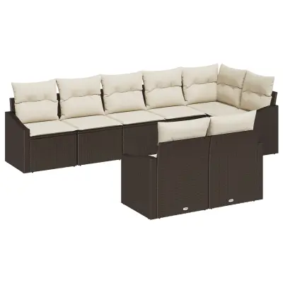 vidaXL 8-delni vrtni komplet kavčev z blazinami rjava poli ratan