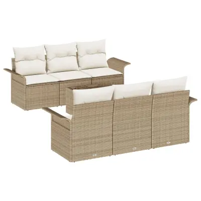 vidaXL Set vrtne sedežne garniture Bež Poli Ratan