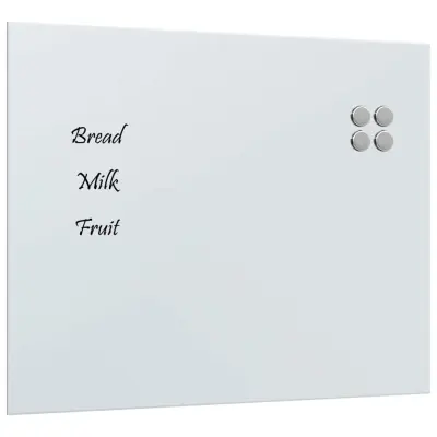 vidaXL Stenska magnetna tabla bela 50x40 cm kaljeno steklo