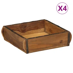 vidaXL Pladnji 4 kosi 31x29x10 cm Trd les Pridobljen