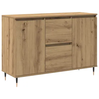 vidaXL stranski omarica z vrati in predali, obrtnik hrast, 101,5x35x70 cm