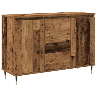 vidaXL Stranska omara z vrati in predali Staro les 101,5x35x70 cm