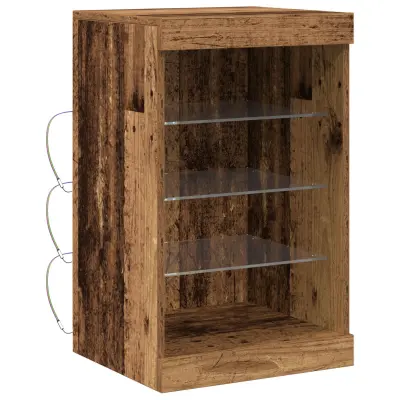 vidaXL Stranska omarica z LED lučmi iz starega lesa 41x37x67 cm