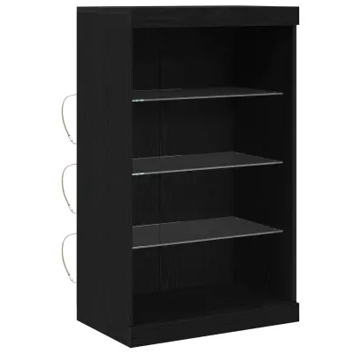 vidaXL Stranica s LED lučmi Črna Oreh 60,5x37x100 cm