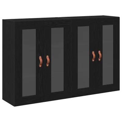 vidaXL Stenske omarice 2 kosa Črni hrast 69,5x34x90 cm Izdelano iz lesa