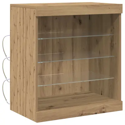 vidaXL Stranska omarica z LED lučmi, umetni hrast, 60,5x37x67 cm
