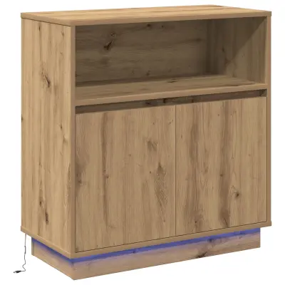 vidaXL Komoda z LED osvetlitvijo Artisan hrast 71x34,5x75 cm Inženirski les