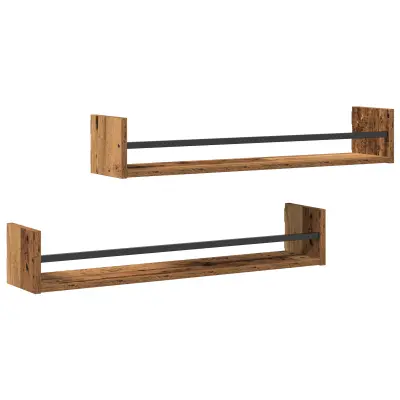 vidaXL Stenske police 2 kosi Staro les 80x16x14 cm Umetni les