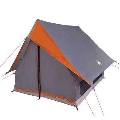 vidaXL Kamperski šotor A-Frame za 3 osebe Vodoodporen Siva in oranžna