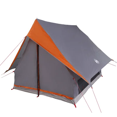 vidaXL Kamperski šotor A-Frame za 3 osebe Vodoodporen Siva in oranžna