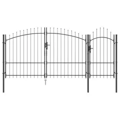 vidaXL vrata za vrt z ogrodnimi konicami siva 175x400 cm jeklo