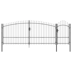 vidaXL Vrtna vrata z vrhom kopja Sivo 175x500 cm Jeklo