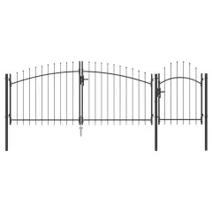 vidaXL Vratca za vrt s konico sulice Siva 150x400 cm Jeklo