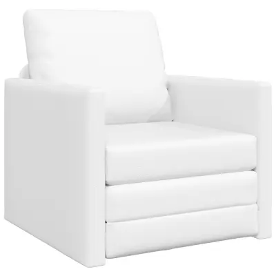 vidaXL raztegljivi kavč 2-v-1 bela 74x77x81 cm umetni usnje