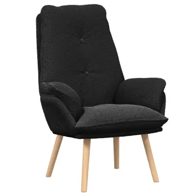 vidaXL Sproščujoči stol Črna puhasta tkanina