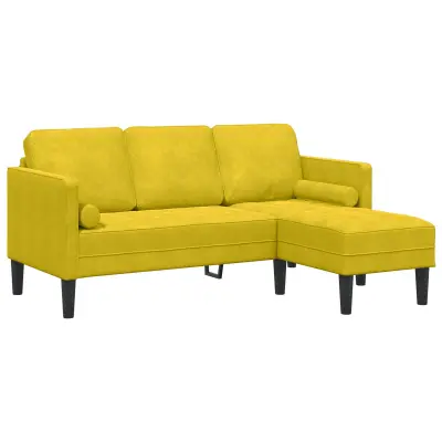 vidaXL L-kotiščni kavč Rumena 173x131x67 cm Velvet