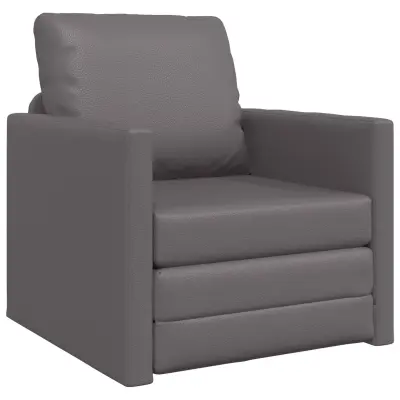 vidaXL Floor Sofa Bed 2-v-1 Siva 74x77x81 cm iz umetnega usnja