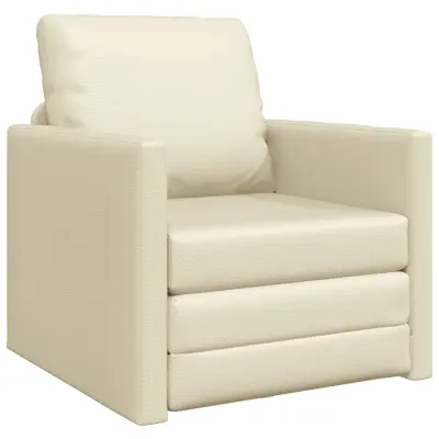 vidaXL Tlačna postelja 2-v-1 Krem 74x77x81 cm Umetno usnje
