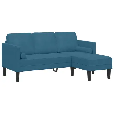 vidaXL L-kavč Modra 173x131x67 cm Samet