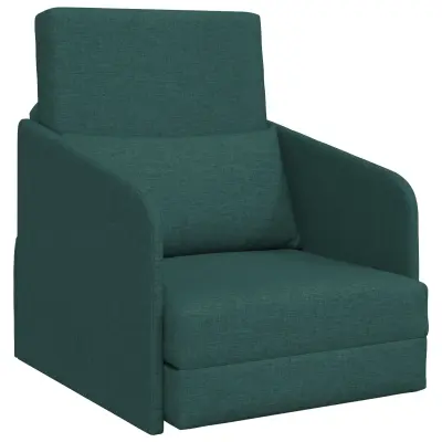 vidaXL Tlačni kavč 2-v-1 Temno zelen 65x80x83 cm Blago