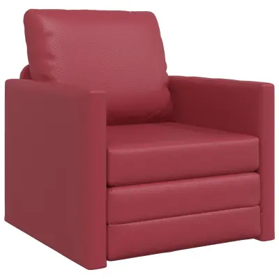 vidaXL Floor Sofa Bed 2-v-1 Bordo 74x77x81 cm Umetno usnje