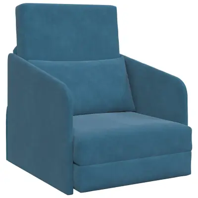 vidaXL Floor Sofa Bed 2-v-1 Modra 65x80x83 cm Žamet