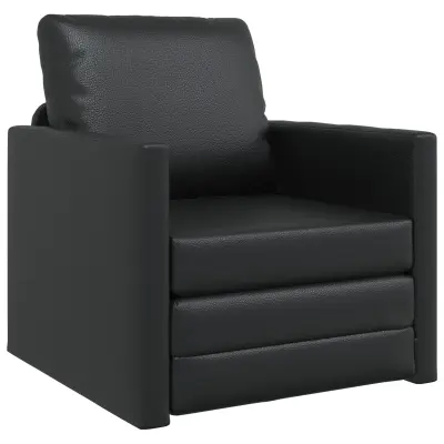 vidaXL Floor Sofa Bed 2-v-1 Črna 74x77x81 cm Umetna usnja