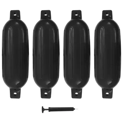 vidaXL Odbijač za čoln 4 kosi črna 58,5x16,5 cm PVC