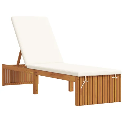 vidaXL Ležalnik s blazino 200x55x30 cm Trden akacijev les