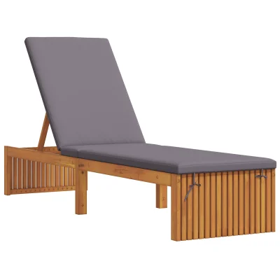 vidaXL Ležalnik s blazino 200x55x30 cm Trden les akacije