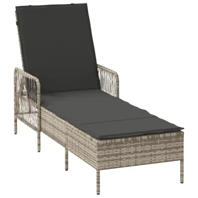 vidaXL Sončna ležalnika Svetlo siva PE rattan 157 x 55 x 92 cm Zložljivo