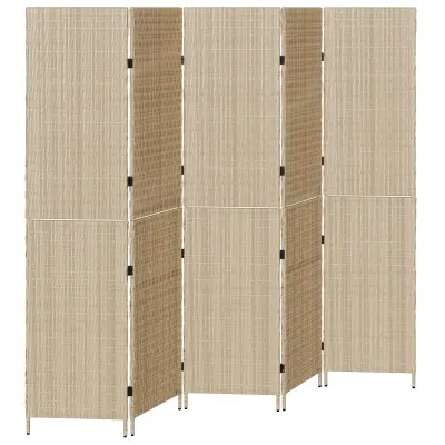 vidaXL Pregradni zid 5 panelov zložljiv bež 245x180 cm poliratana