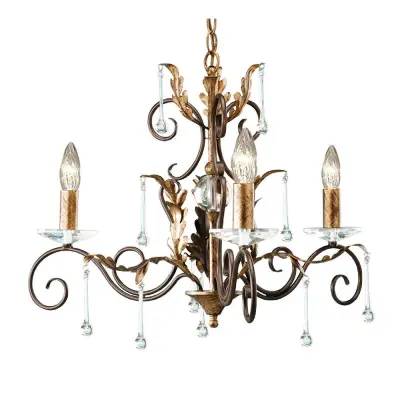 Elstead Amarilli Lestenec 3 svetlo bronast, zlat cvetlični listni dizajn, E14