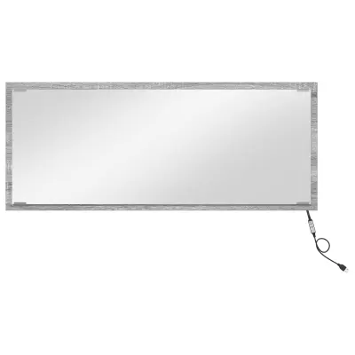 vidaXL Kopalniško ogledalo z LED svetlobo Siva Sonoma 90x8,5x37 cm