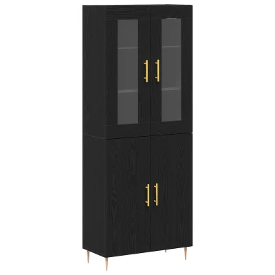 vidaXL visoka omara Črna hrast 69.5x34x180 cm Umetni les