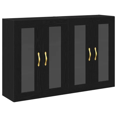 vidaXL Stenski omarici 2 kosa Črni hrast 69,5x34x90 cm Umetno les