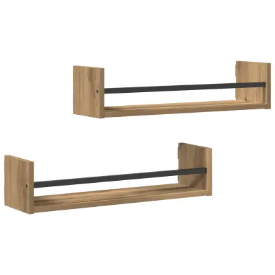vidaXL Stenske police 2 kosa Artisan hrast 60x16x14 cm Oblikovan les