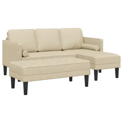 vidaXL set 2 kosa sofa z blazinami krem tkanina