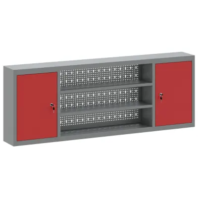 vidaXL Orodni kabinet stenski s pegboardom Rdeč 150x20x55 cm Jeklo