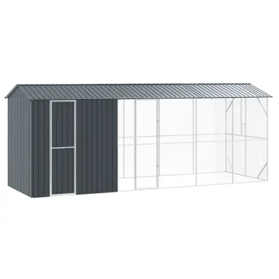 vidaXL Aviarnica za ptice z razširitvijo antracitna 210x640x247 cm jeklo